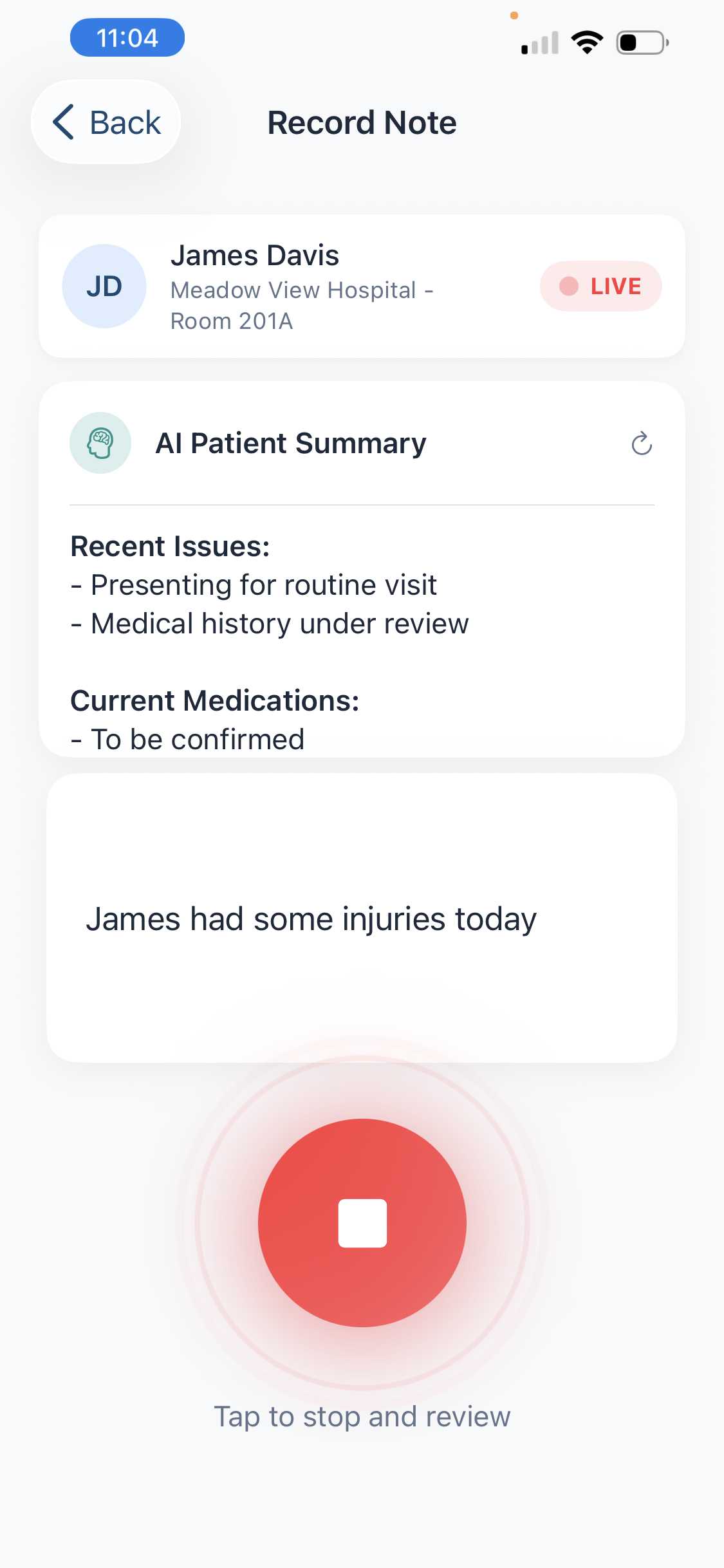 Mobile App - Voice-Powered Bedside Documentation